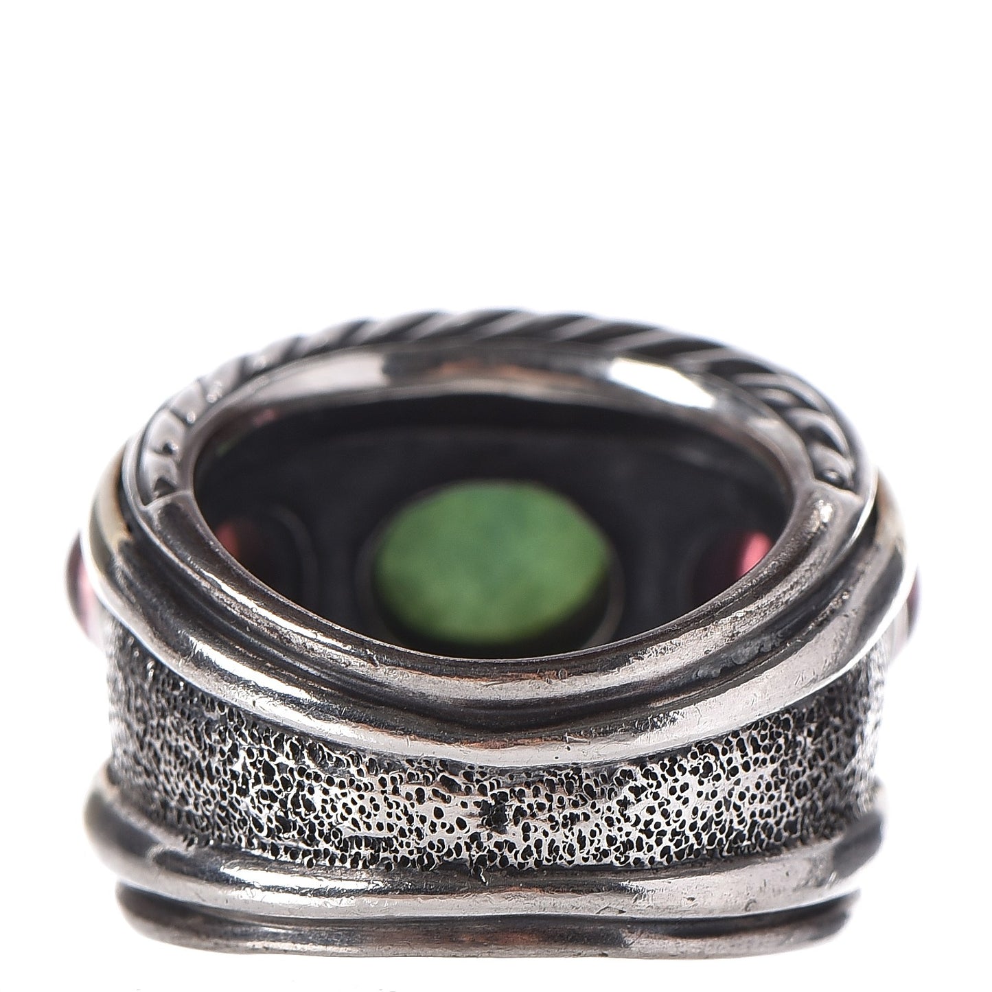 Sterling Silver 14K Yellow Gold Tourmaline Green Onyx Renaissance Ring 52 6