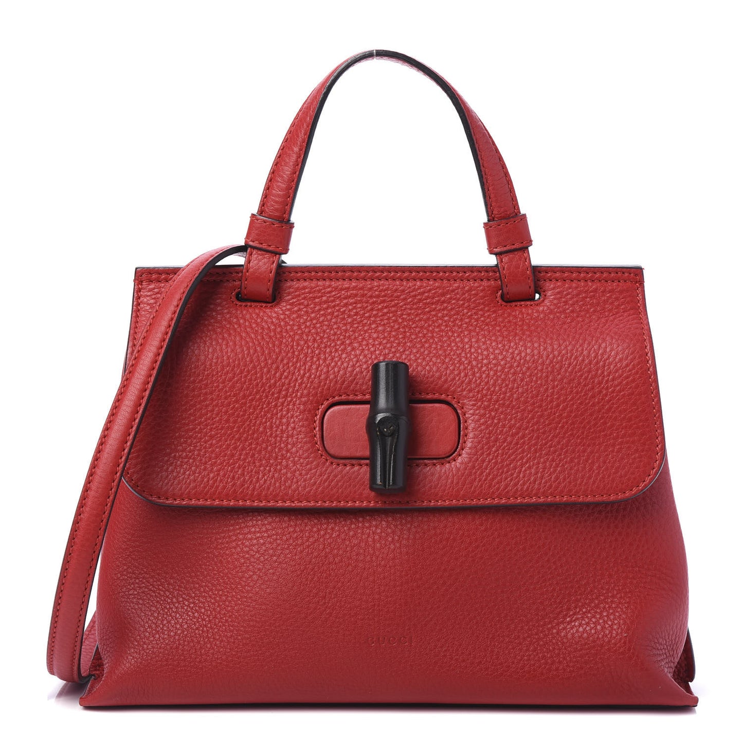 Cellarius Calfskin Small Bamboo Daily Top Handle Bag Hibiscus Red