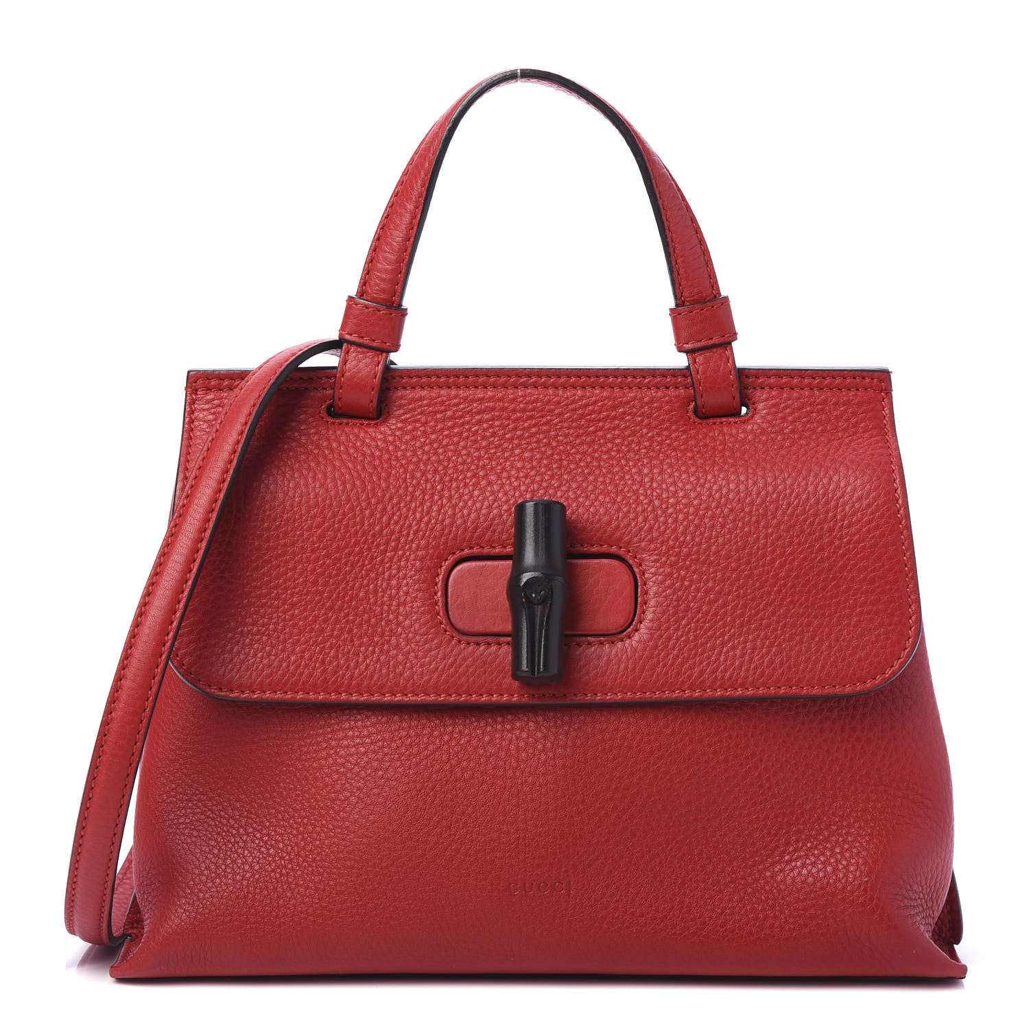 Gucci Cellarius Calfskin Small Bamboo Daily Top Handle Bag Hibiscus Red 1 of 9