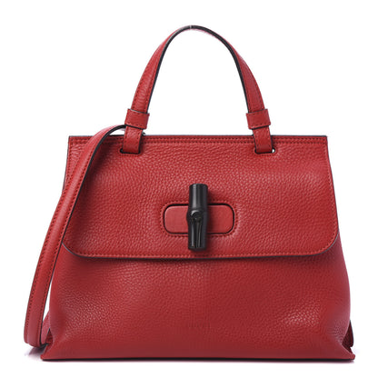 Gucci Cellarius Calfskin Small Bamboo Daily Top Handle Bag Hibiscus Red 1 of 9