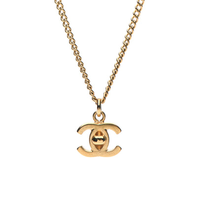 Chanel Chain Link CC Turn Lock Pendant Necklace Gold 4 of 5