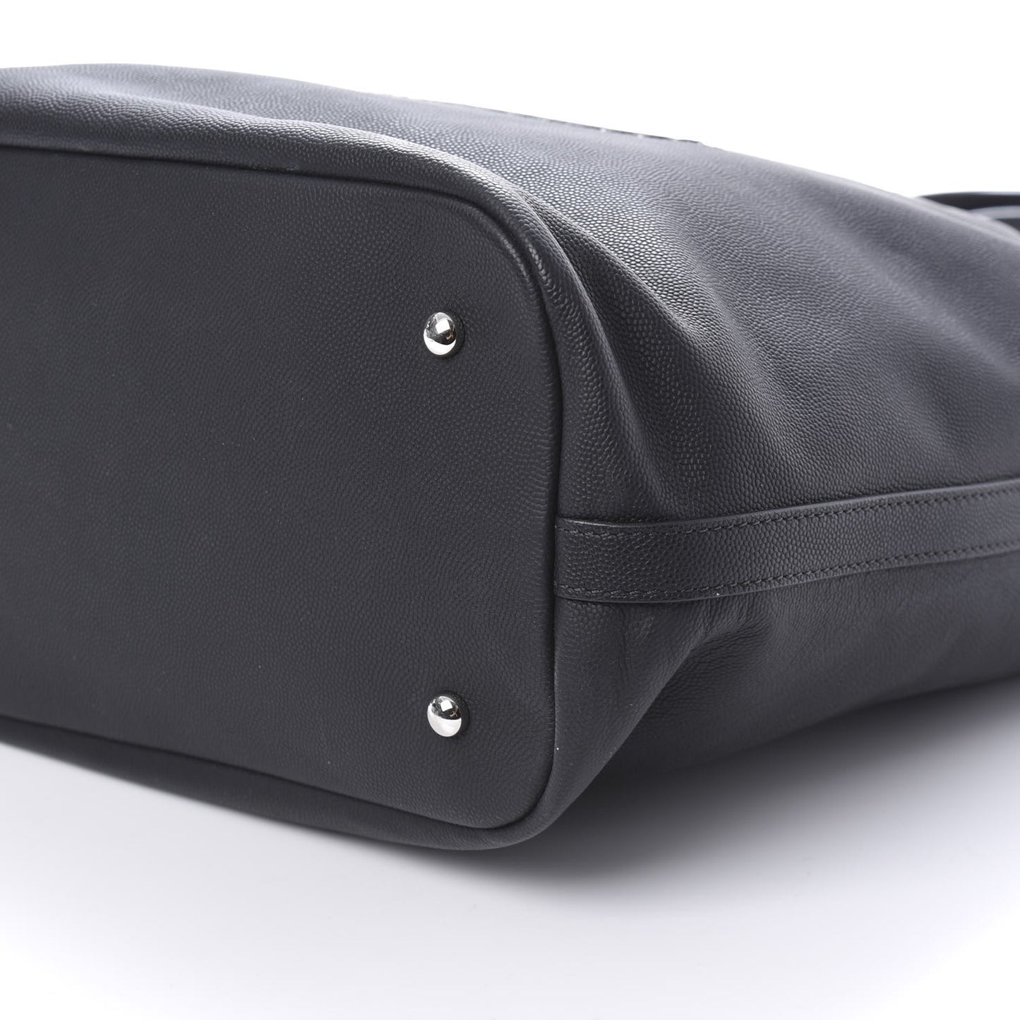 Grained Calfskin Large Coco Eyelets Shopping Tote Black
