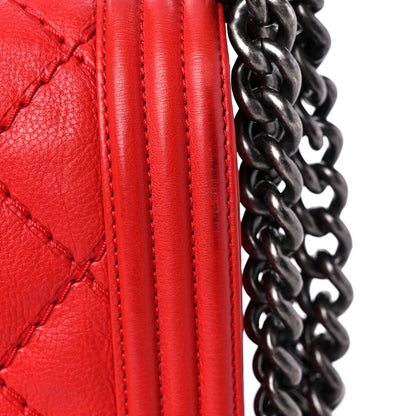 Chanel Calfskin Quilted Double Stitch Large Boy Flap Red 18 of 22