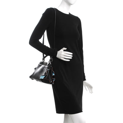 Fendi Nappa Waves Bi-Color Mini Peekaboo Iconic Satchel Black Turchese 2 of 10