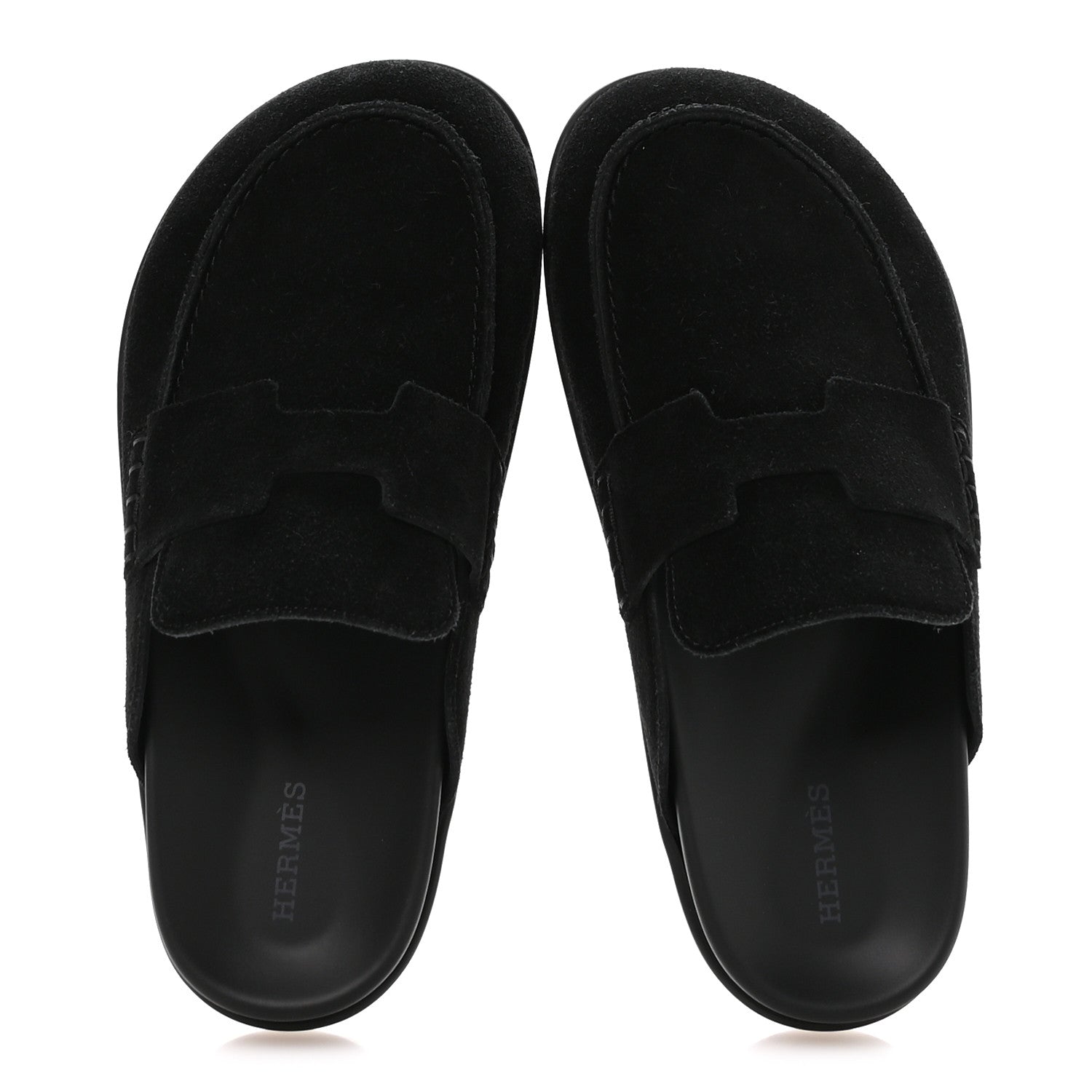 Hermes Suede Calfskin Go Mules 36.5 Black 2 of 9