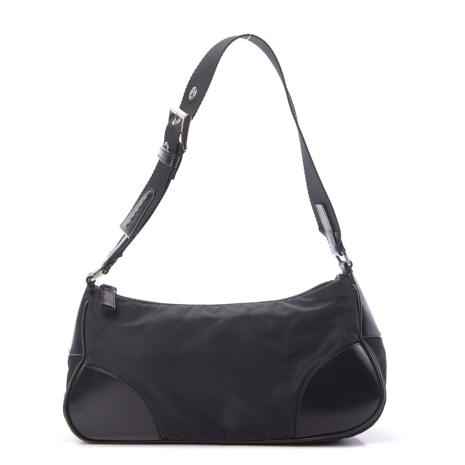 Prada Tessuto Nylon Soft Calfskin Shoulder Bag Black 1 of 14