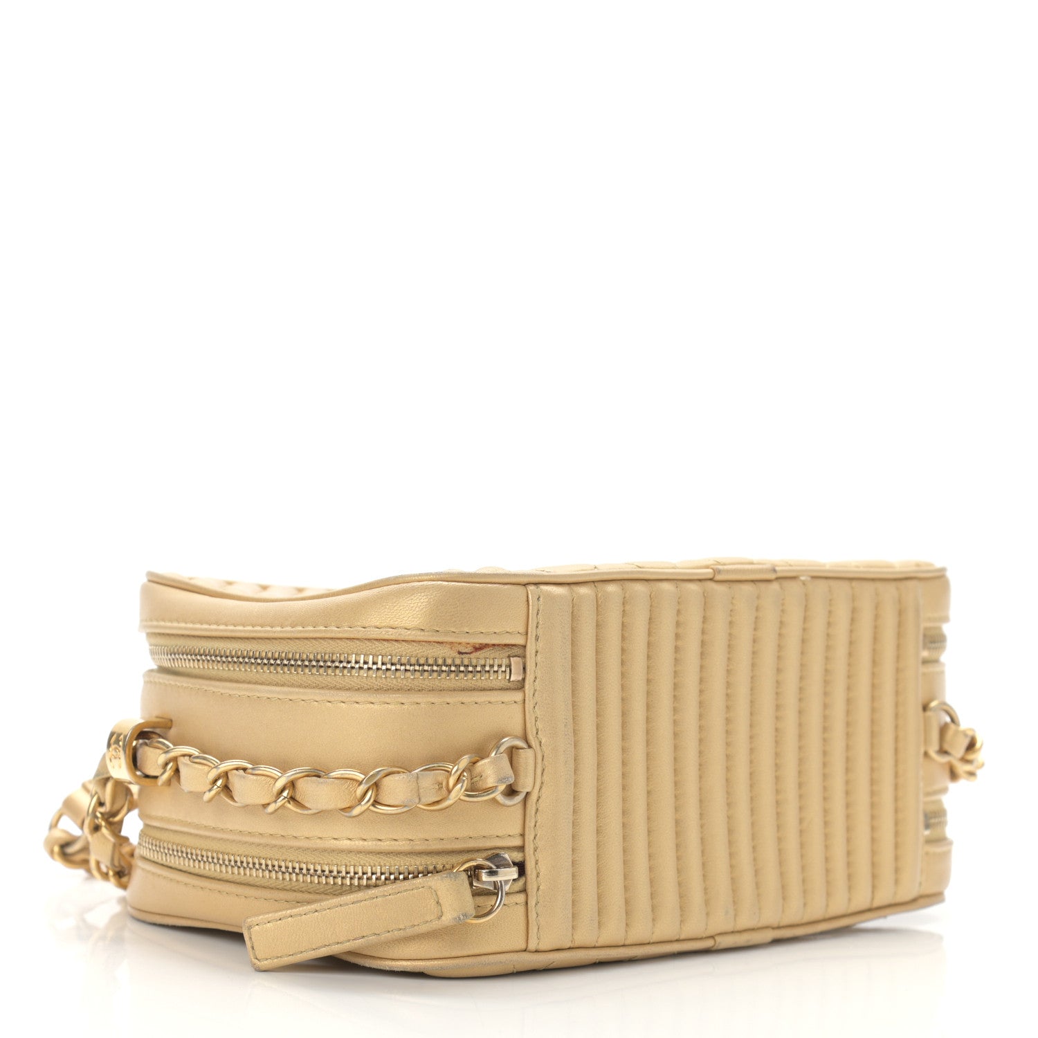 Chanel Metallic Lambskin Quilted Small Coco Boy Camera Case Gold 3 of 12