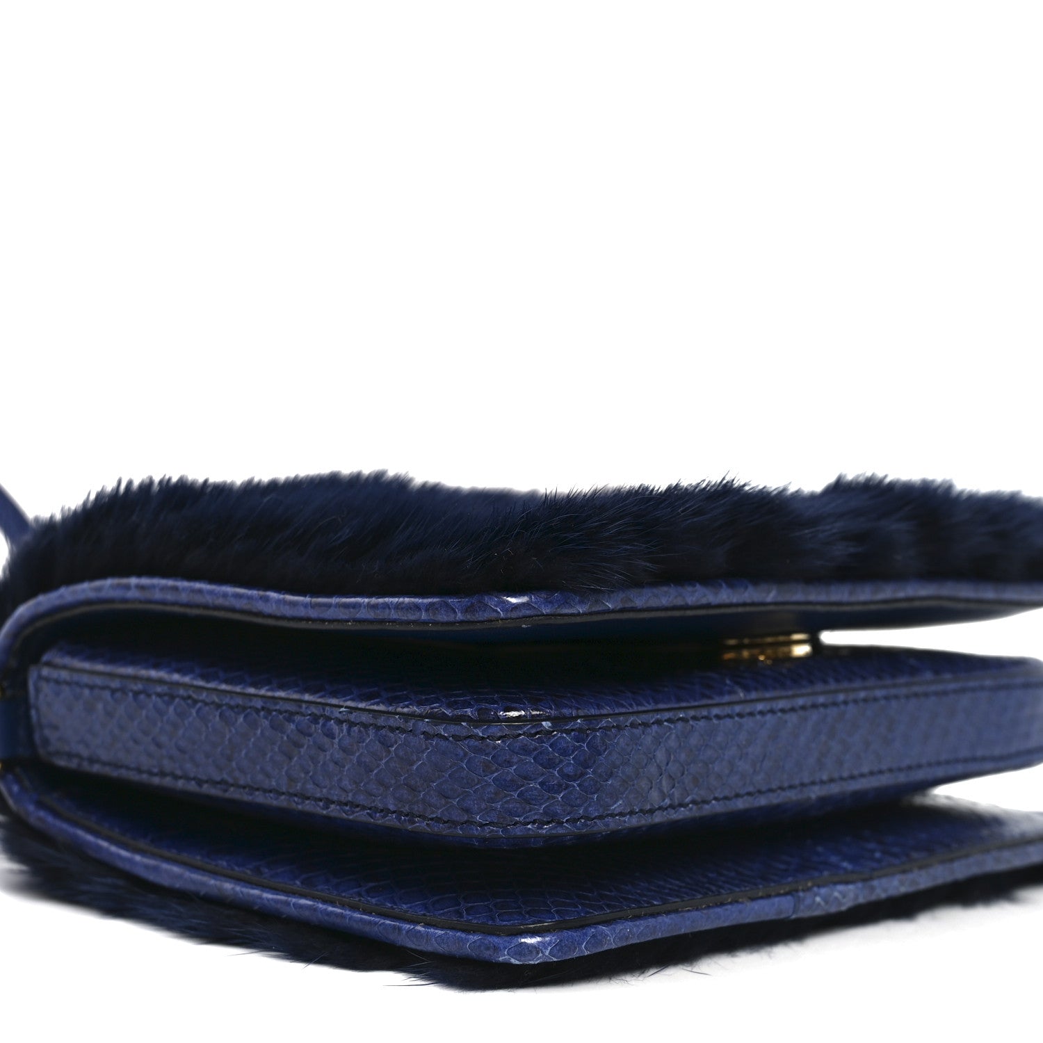 Dolce & Gabbana Mink Fur Snakeskin Crossbody Bag Navy 8 of 9