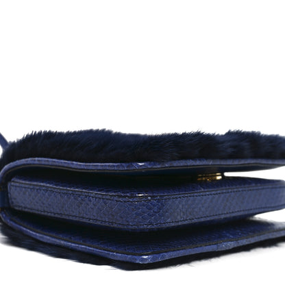 Dolce & Gabbana Mink Fur Snakeskin Crossbody Bag Navy 8 of 9