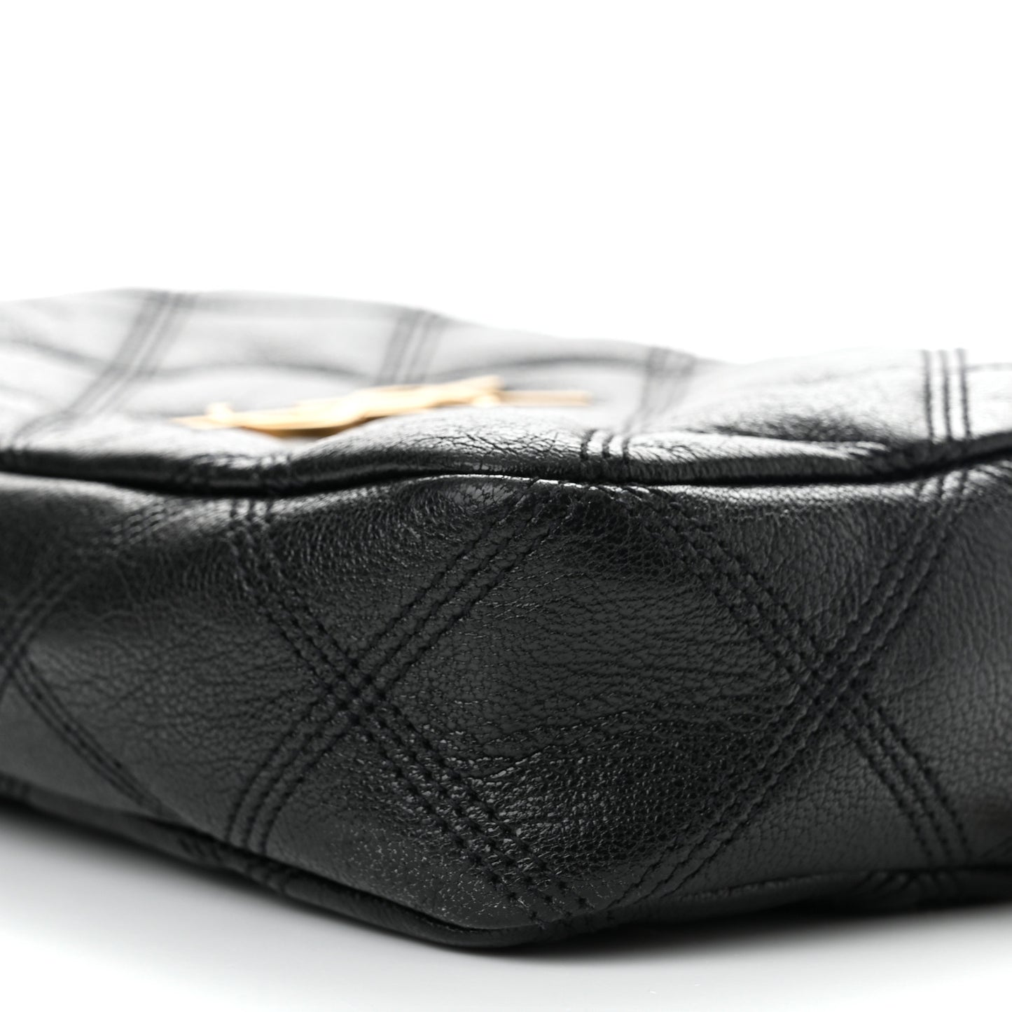 Grained Lambskin Quilted Mini Becky Double Zip Bag Black