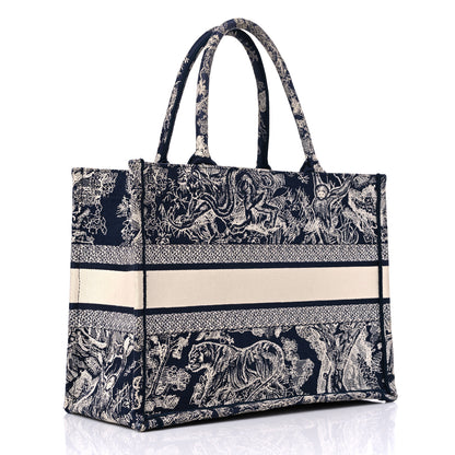 Christian Dior Canvas Embroidered Medium Toile De Jouy Reverse Book Tote Blue 3 of 11
