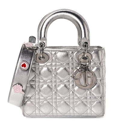 Christian Dior Metallic Grained Calfskin Cannage Small Lucky Badges My Lady Dior Silver 1 of 8