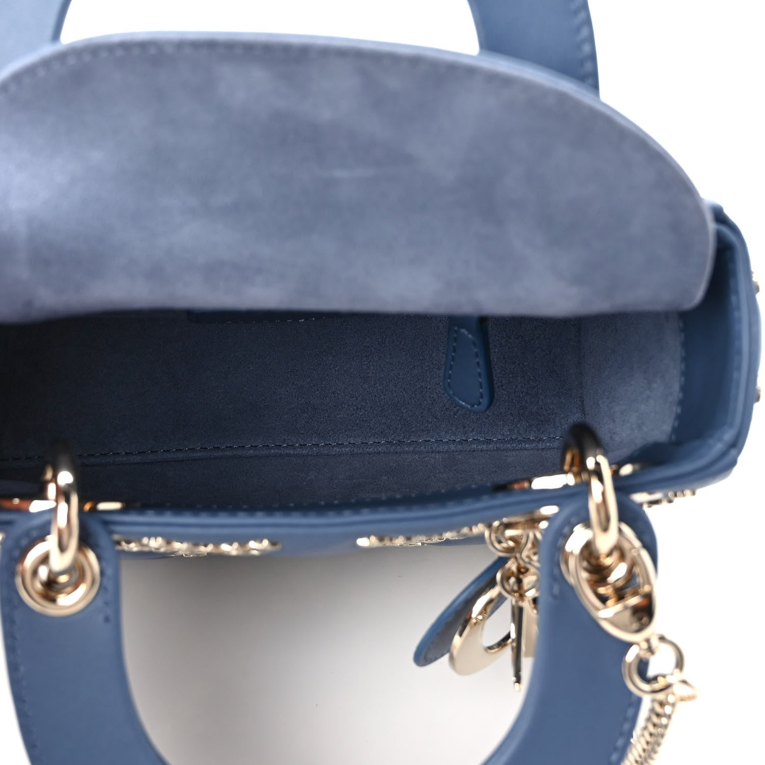 Christian Dior Lambskin Cannage Lucky Star Studded Mini Lady Dior Denim Blue 5 of 9