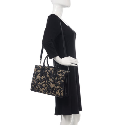 Gucci GG Supreme Monogram Arabesque Small Top Handle Bag Beige Black 2 of 11