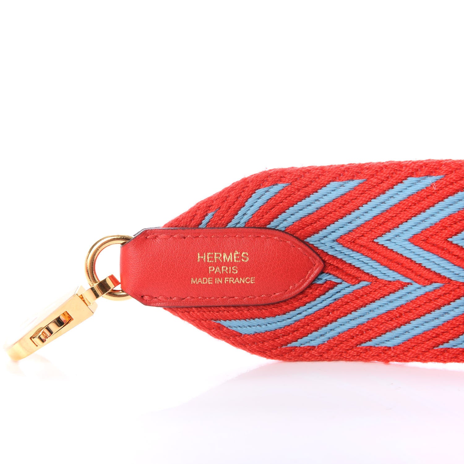 Hermes Toile Swift 50mm Sangle ZigZag Shoulder Strap Rouge De Coeur Bleu Du Nord 3 of 3