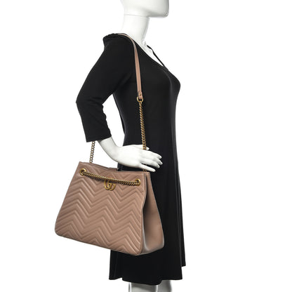 Gucci Calfskin Matelasse Medium GG Marmont Shoulder Tote Bag Porcelain Rose 2 of 9