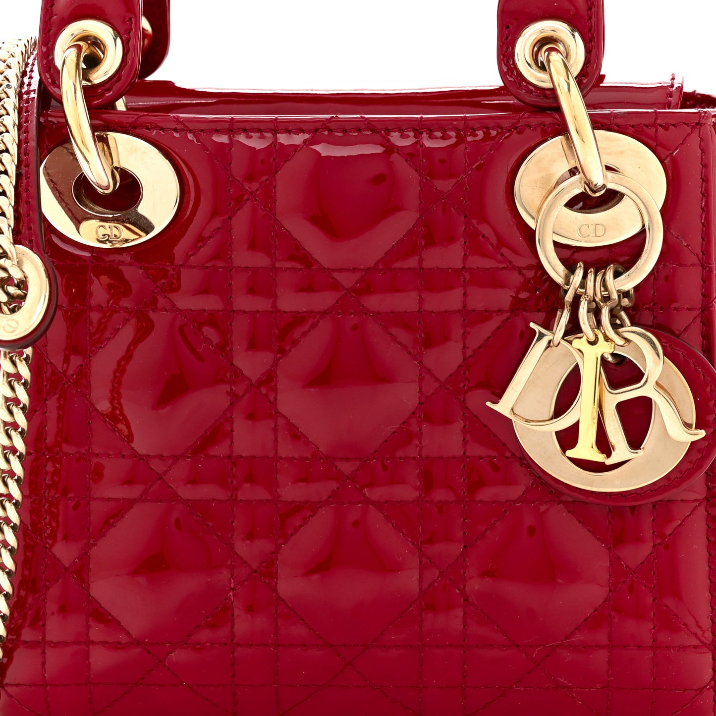 Patent Cannage Mini Lady Dior Red