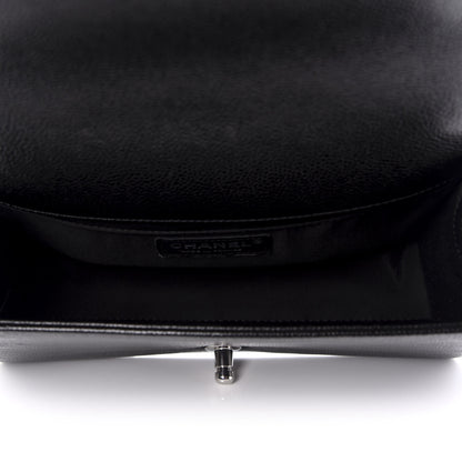 Chanel Caviar Chevron Quilted Medium Boy Flap Black 5 of 9