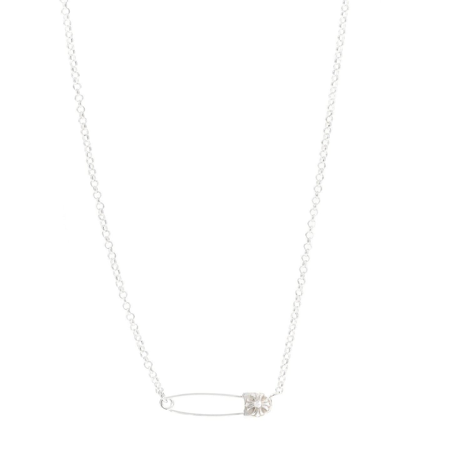 Sterling Silver Safety Pin Pendant Necklace