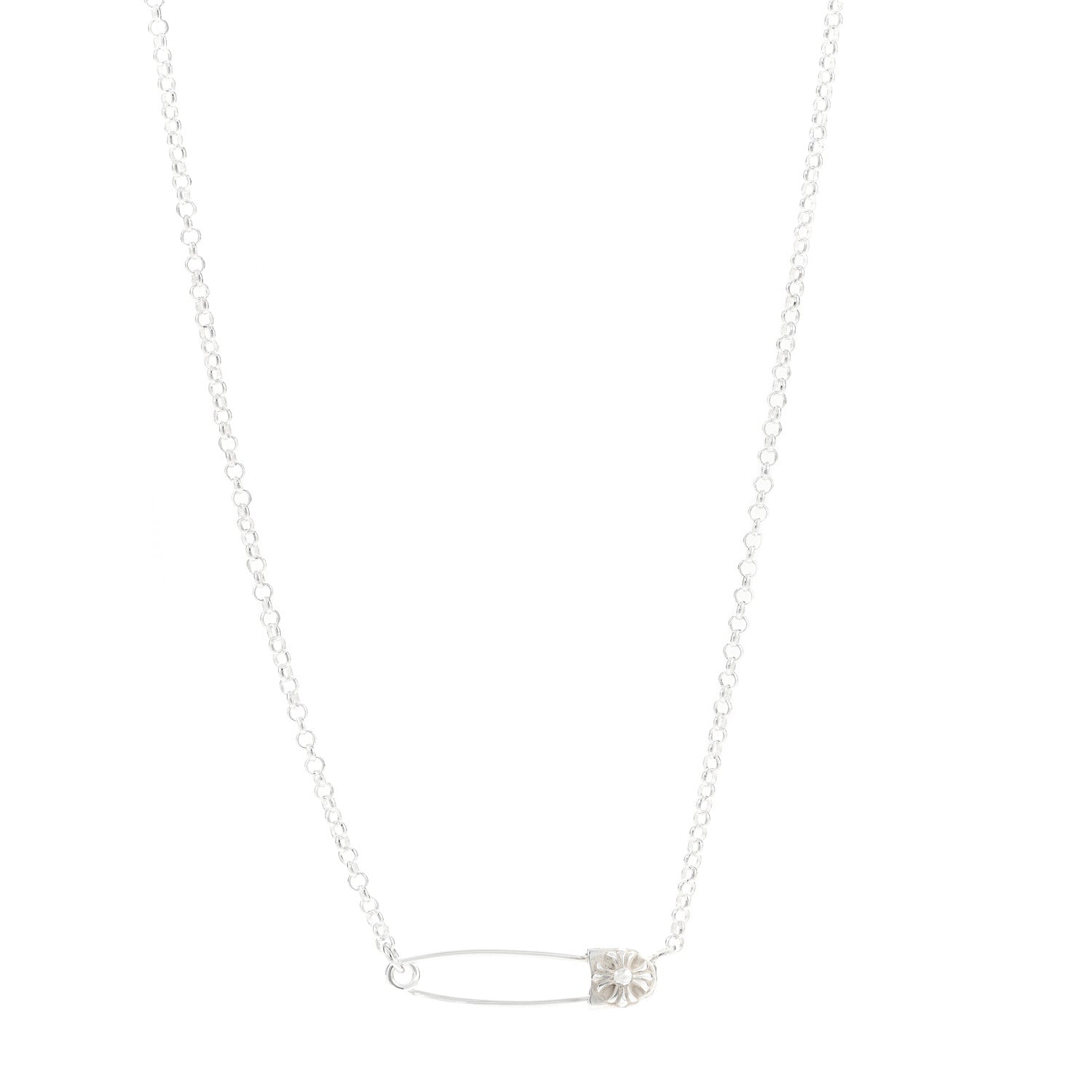 Chrome Hearts Sterling Silver Safety Pin Pendant Necklace 1 of 6