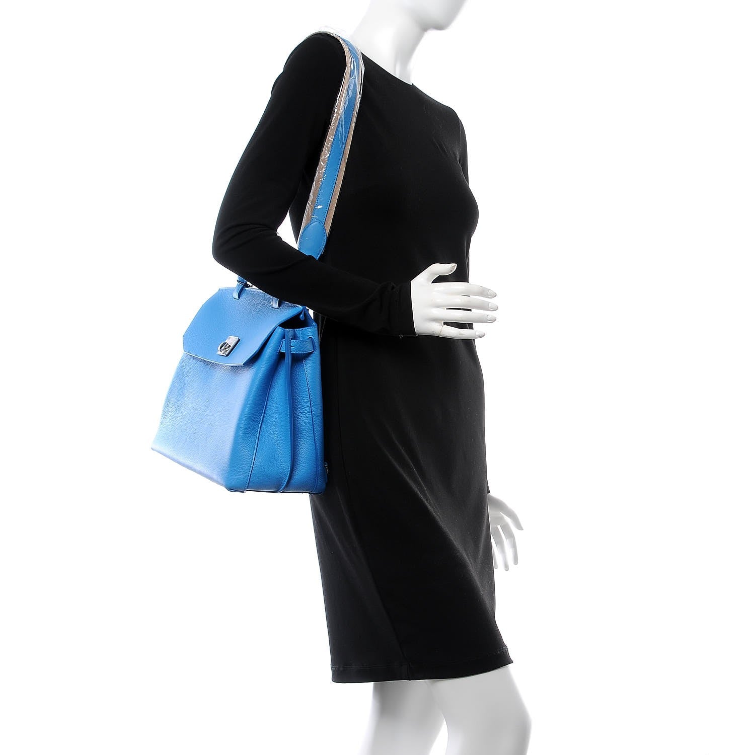 MCM Grained Calfskin Large Milla Convertible Backpack Tile Blue 2 of 10