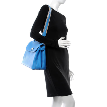 MCM Grained Calfskin Large Milla Convertible Backpack Tile Blue 2 of 10