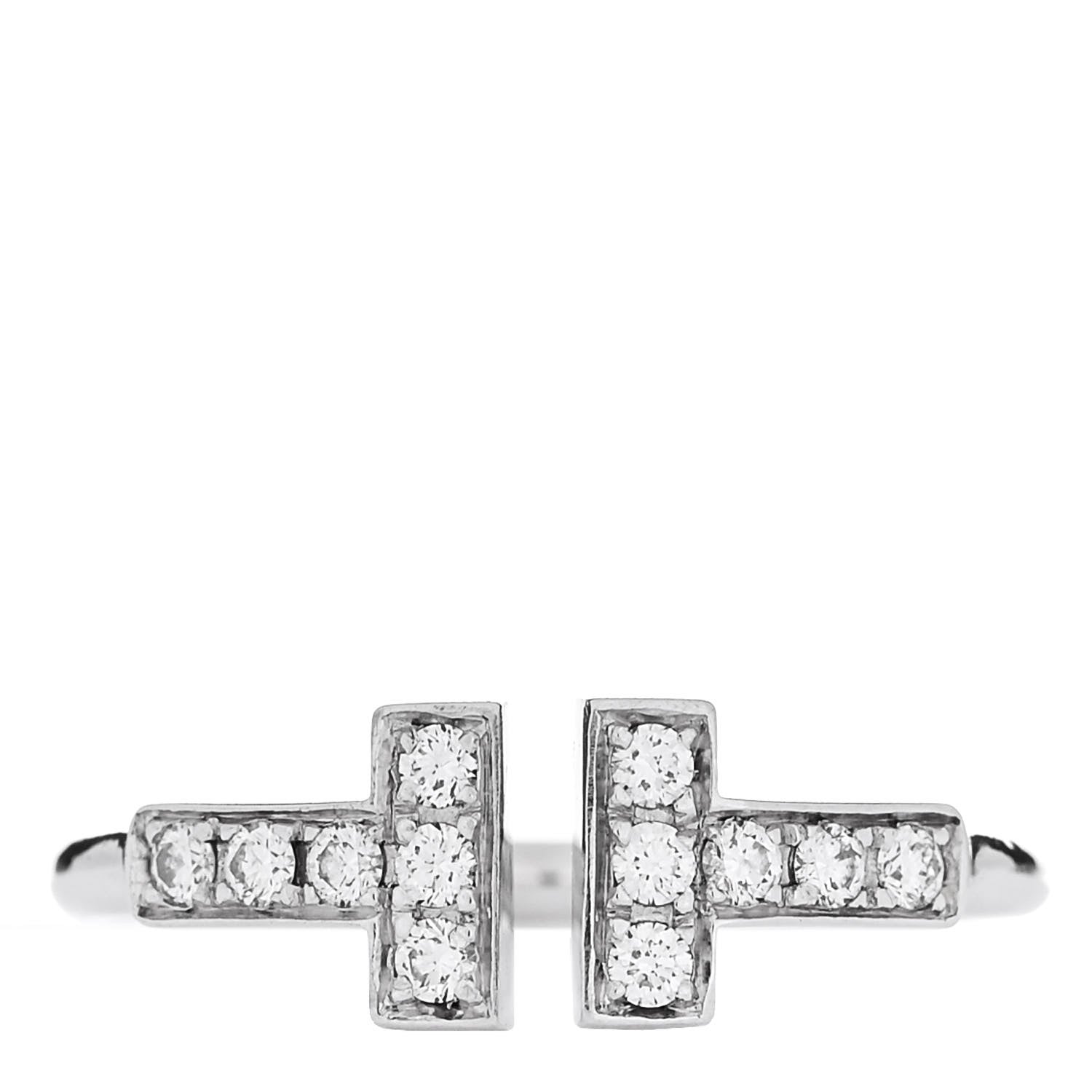 Tiffany 18K White Gold Diamond T Wire Ring 47 4 1 of 5