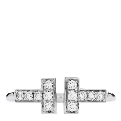 Tiffany 18K White Gold Diamond T Wire Ring 47 4 1 of 5