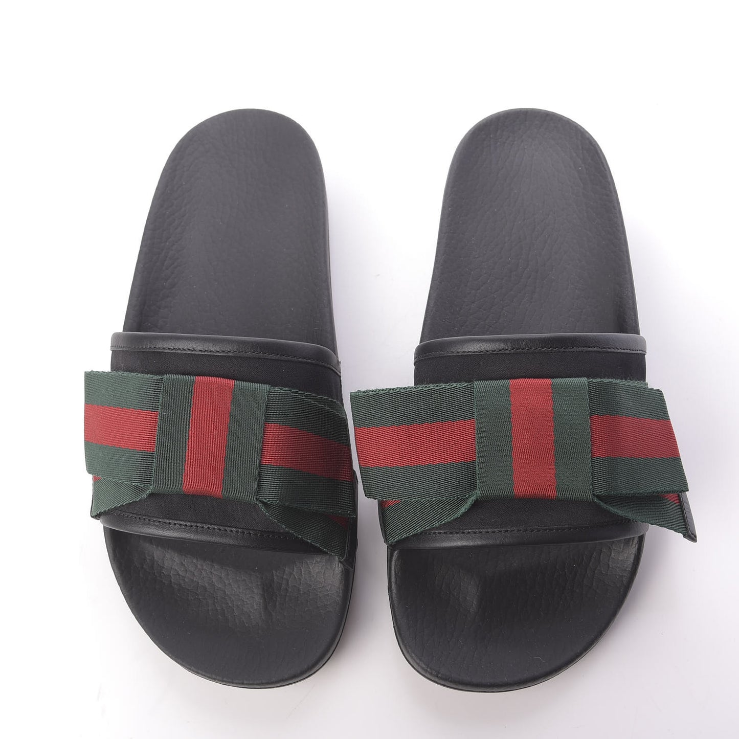 Satin Web Bow Slide Sandals 39 Black