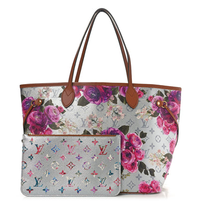 Louis Vuitton Metallic Monogram LV Garden Neverfull MM Silver 3 of 10