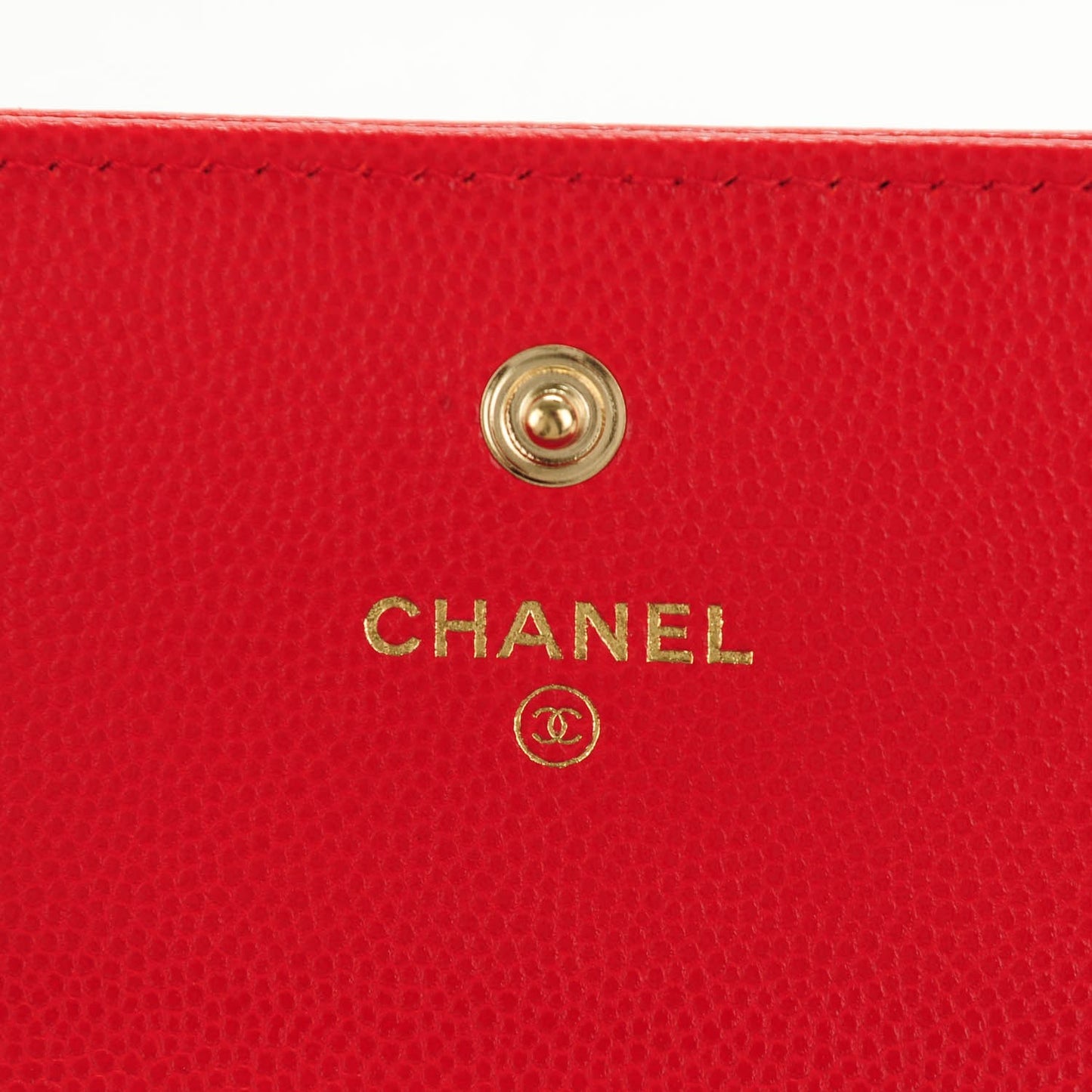 Caviar Camellia Embossed Flap Wallet Red