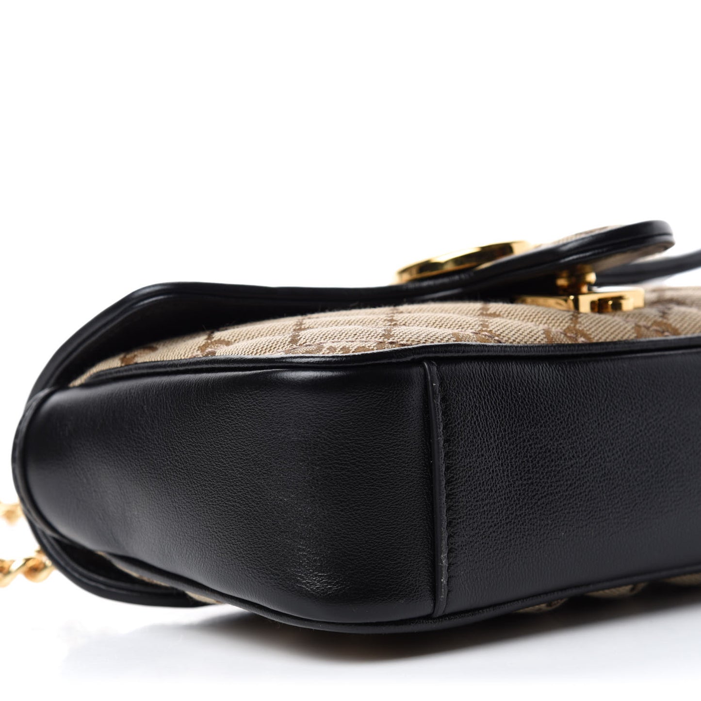 Monogram Matelasse Diagonal Mini GG Marmont Shoulder Bag Beige Black