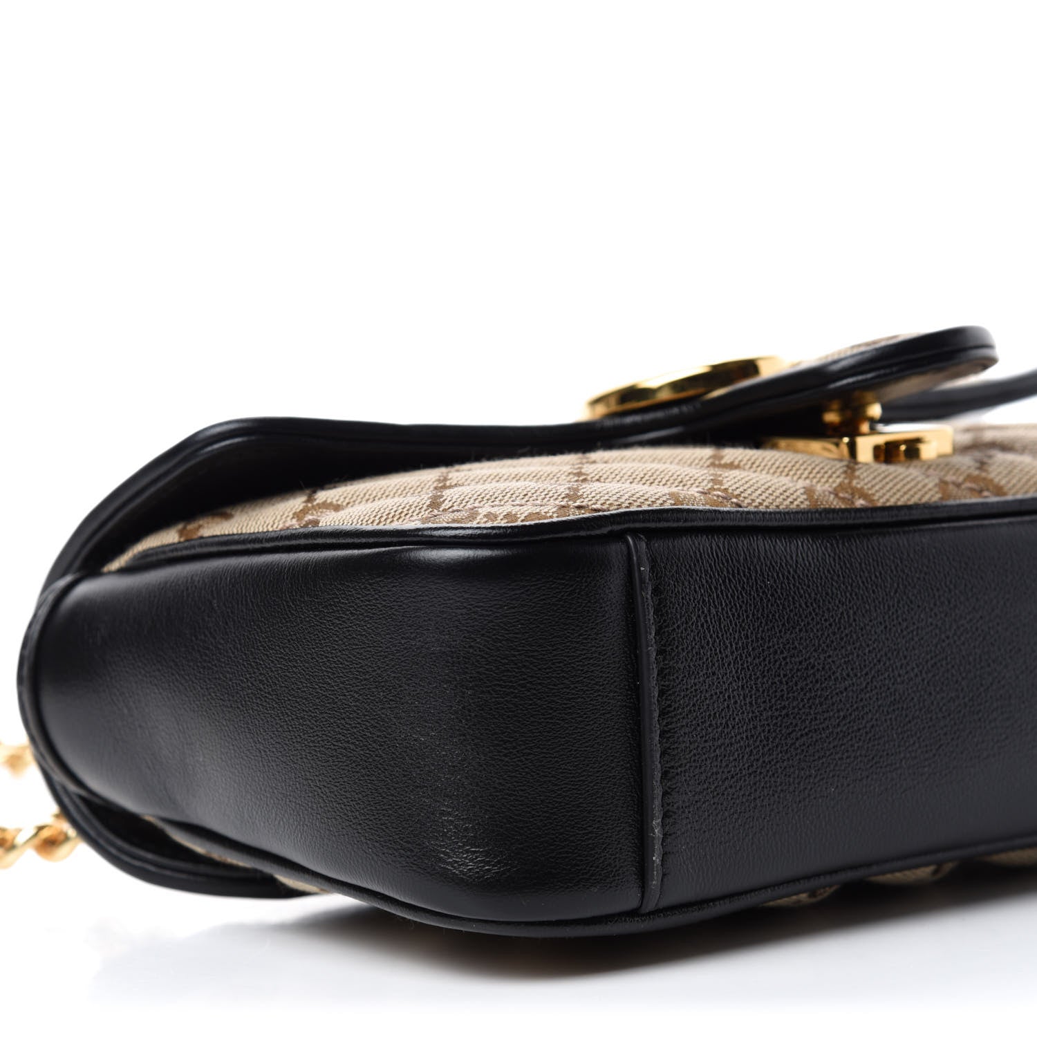 Gucci Monogram Matelasse Diagonal Mini GG Marmont Shoulder Bag Beige Black 7 of 11