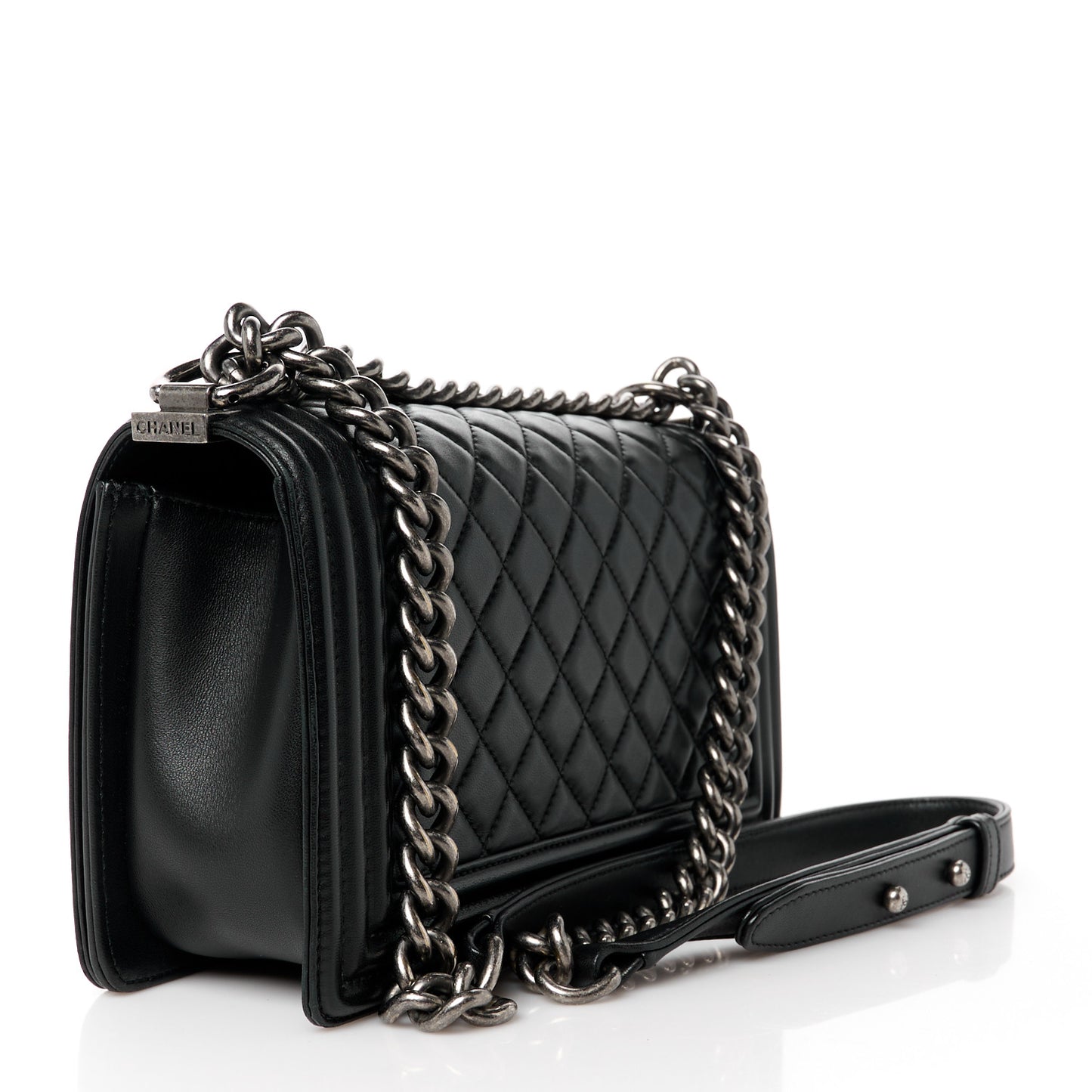 Lambskin Quilted Medium Boy Flap Black