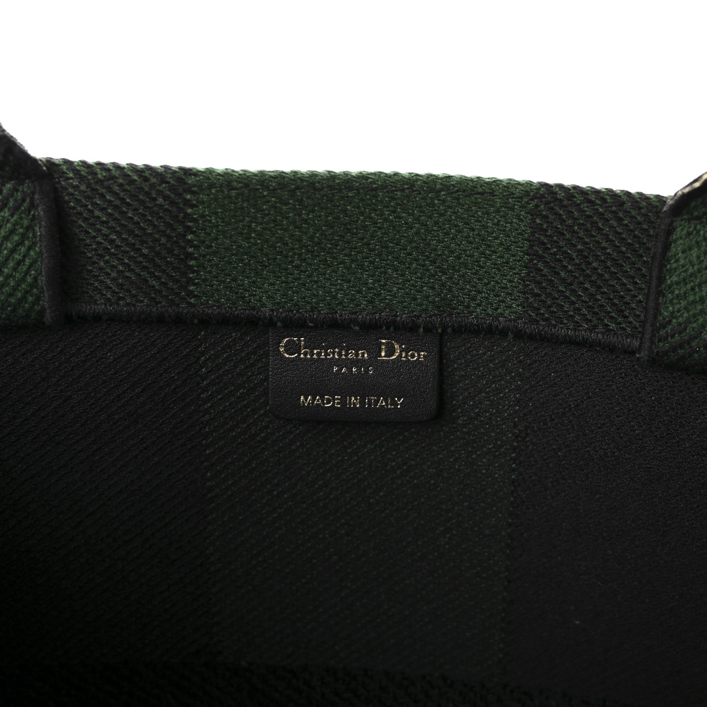 Canvas Embroidered Checkered Book Tote Black Green