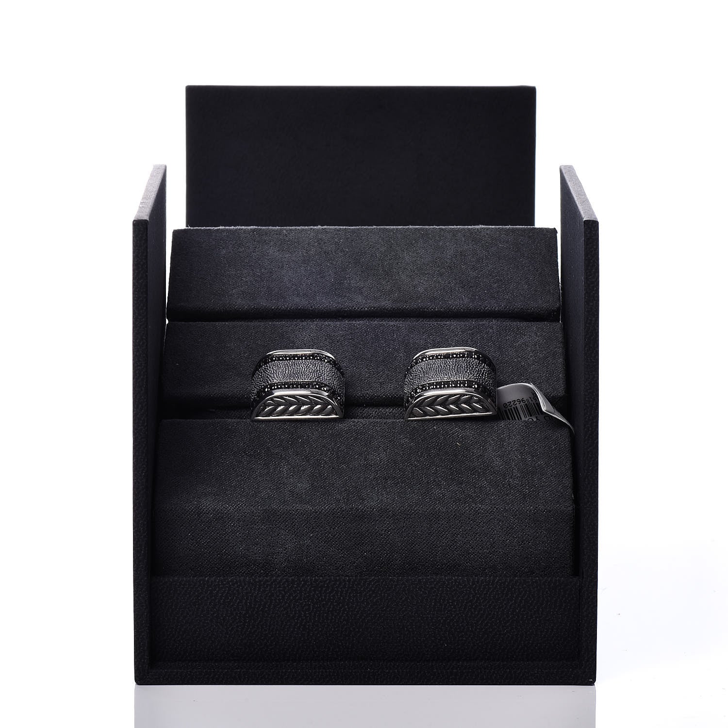 David Yurman Sterling Silver Black Diamond Chevron Cufflinks 6 of 6