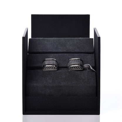 David Yurman Sterling Silver Black Diamond Chevron Cufflinks 6 of 6