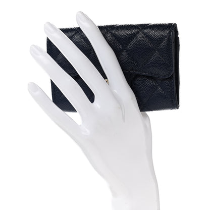 Chanel Caviar Quilted Flap Card Holder Wallet Navy 2 of 12