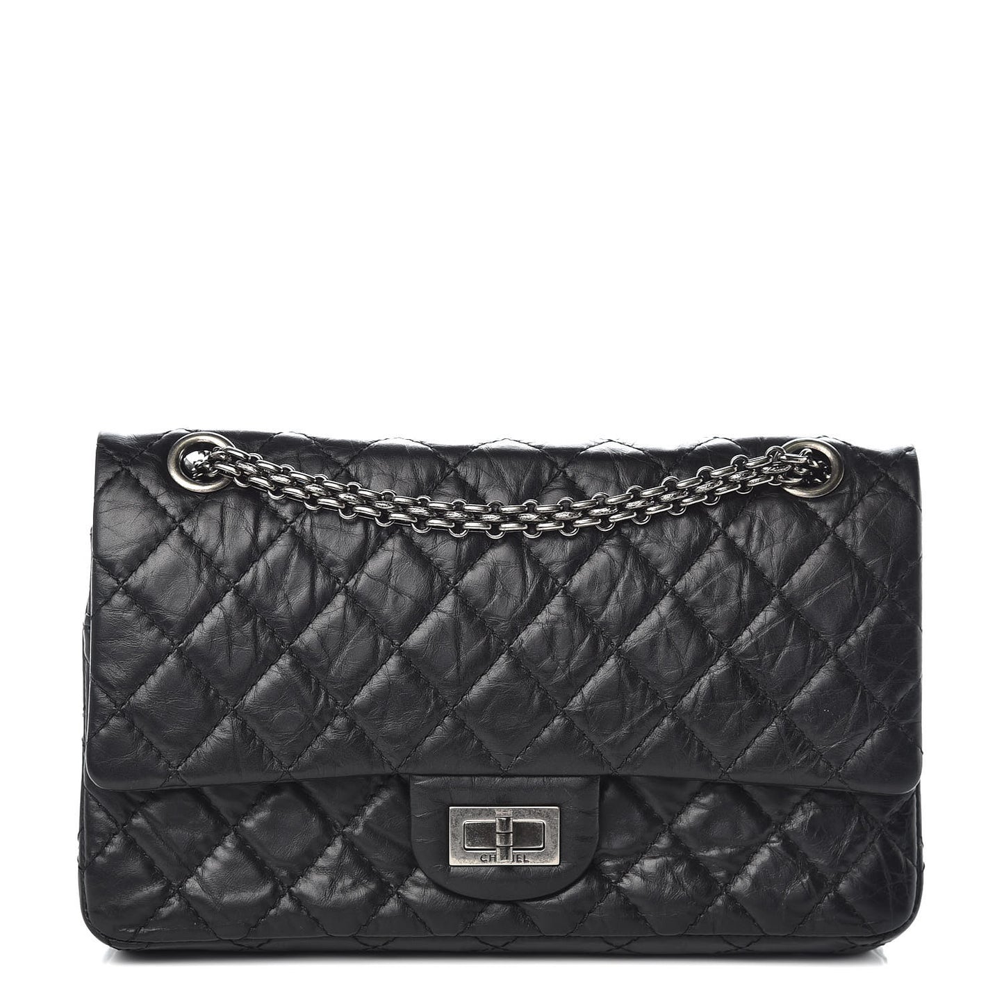 Aged Calfskin Quilted 2.55 Reissue 225 Flap Black