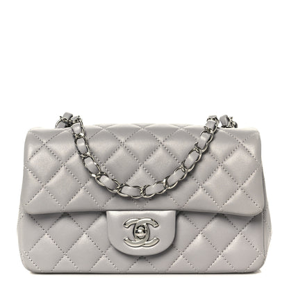 Chanel Lambskin Quilted Mini Rectangular Flap Grey 1 of 12
