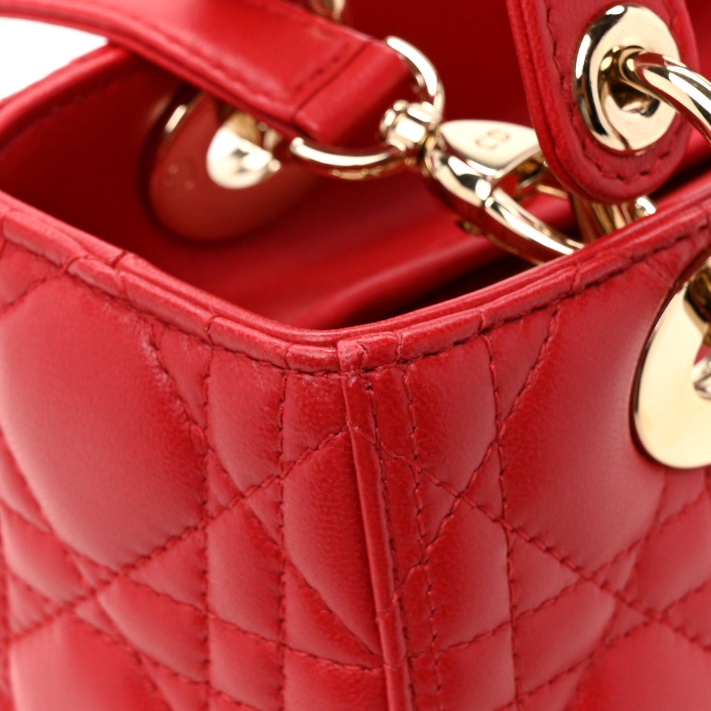Lambskin Cannage Medium Lady Dior Red