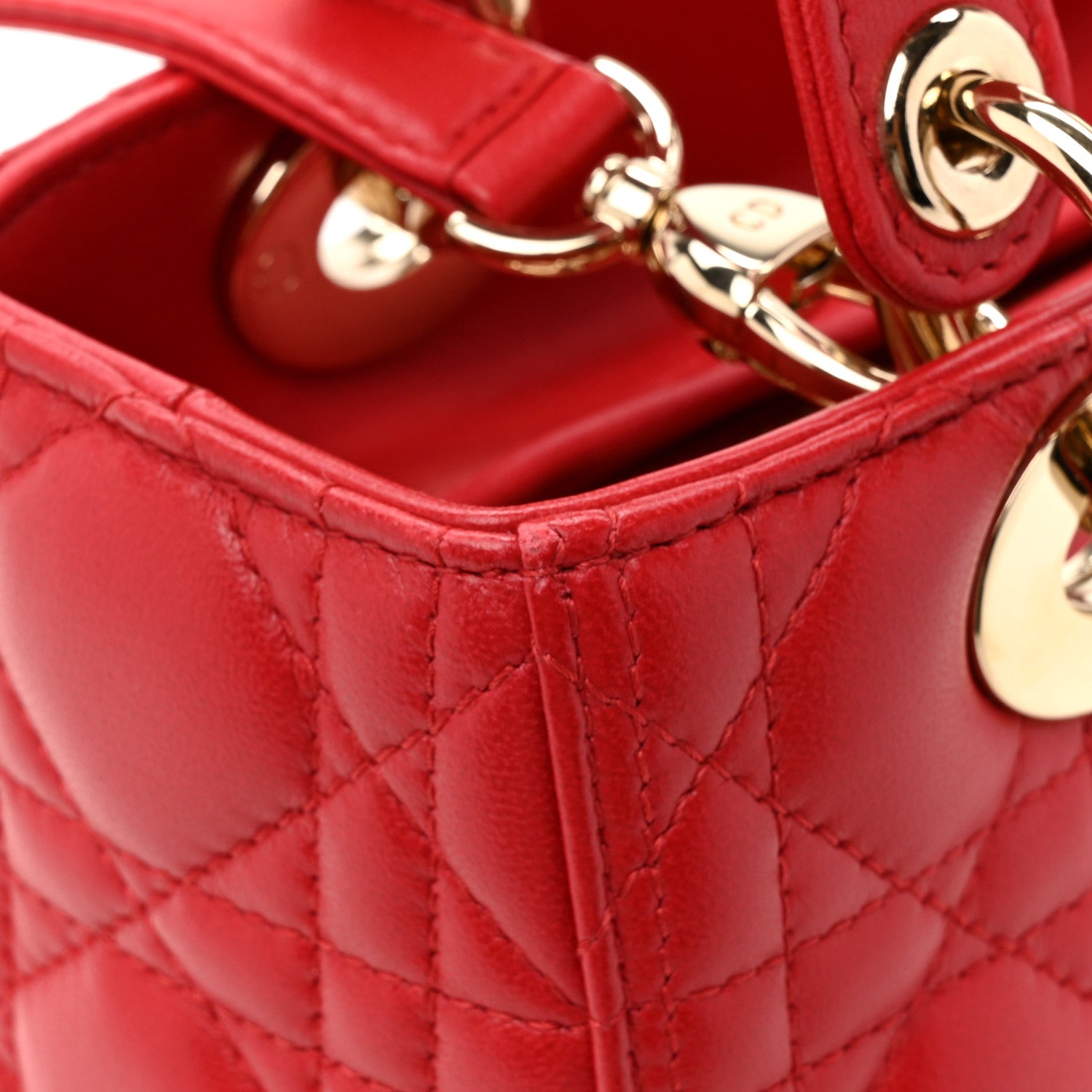 Christian Dior Lambskin Cannage Medium Lady Dior Red 12 of 12