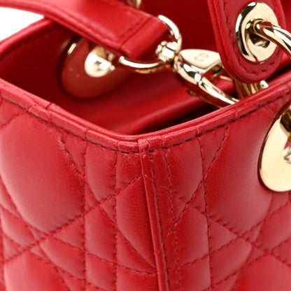 Christian Dior Lambskin Cannage Medium Lady Dior Red 12 of 12
