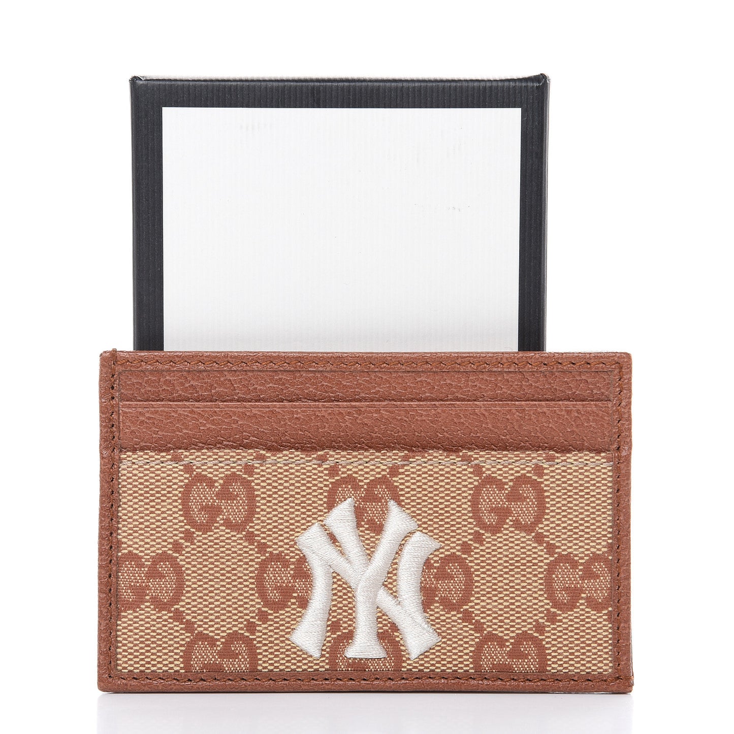X MLB GG Monogram NY Yankees Card Holder Beige Ruggine Ivory
