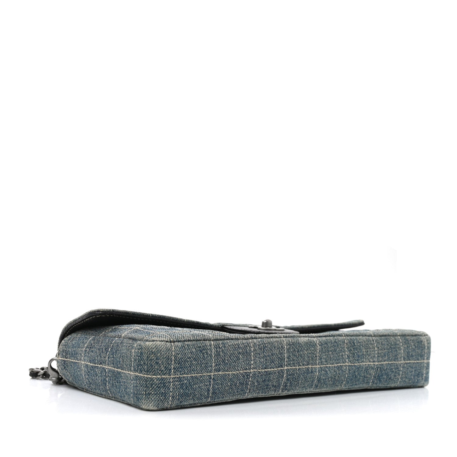 Chanel Denim Chocolate Bar Quilted East West Flap 4 of 12