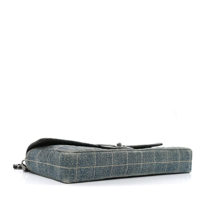 Chanel Denim Chocolate Bar Quilted East West Flap 4 of 12