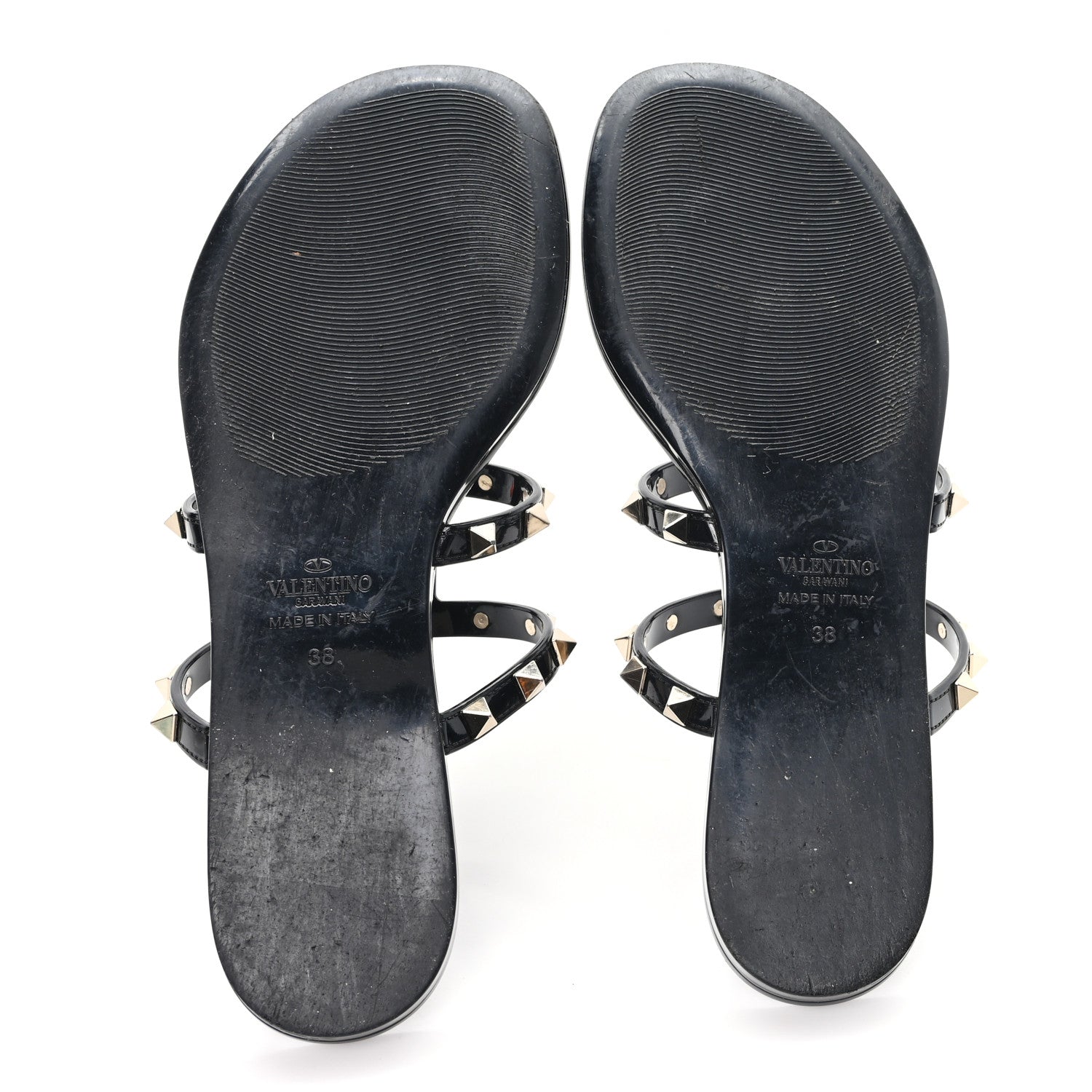 Valentino Garavani PVC Jelly Rockstud Caged Flat Thong Sandals 38 Black 6 of 9