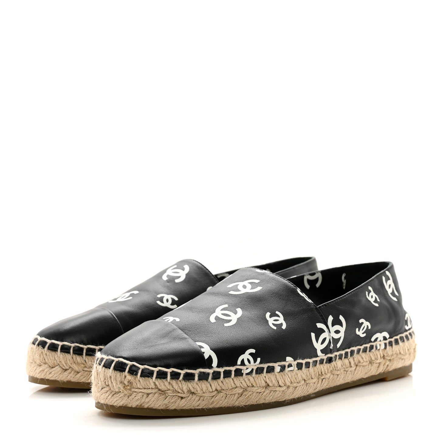 Lambskin Printed CC Espadrilles 40 Black White
