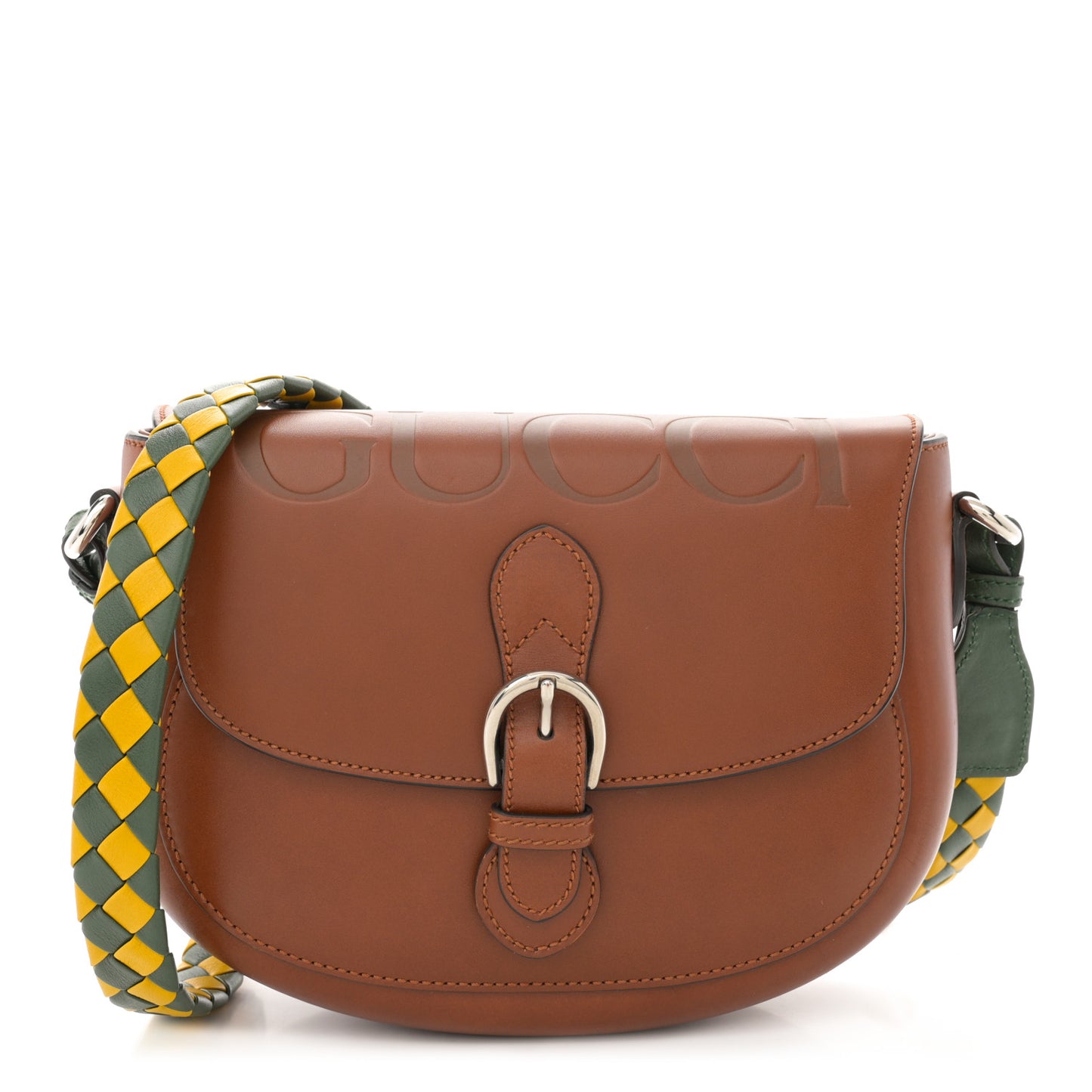 Calfskin Small Logo Shoulder Bag Brown