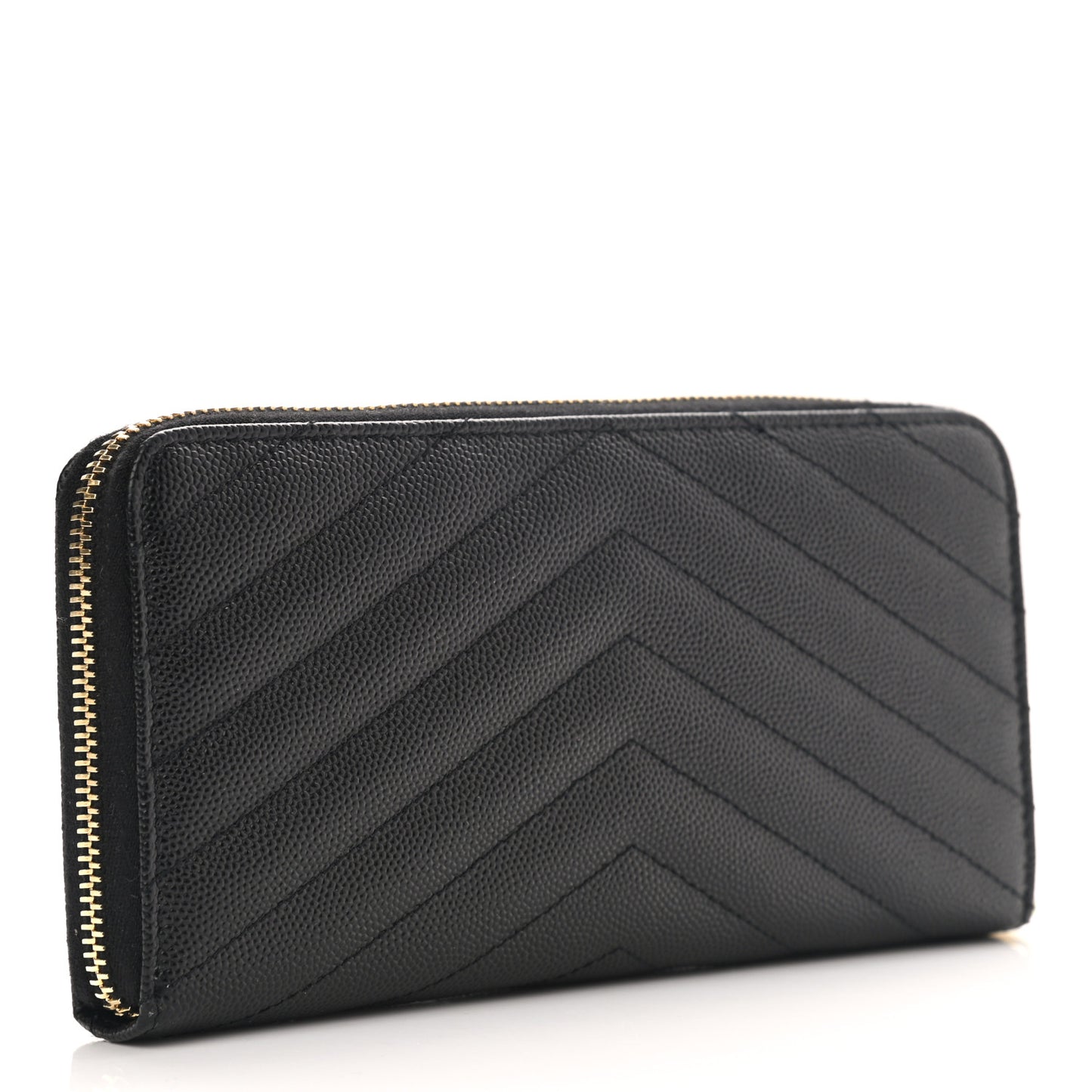 Grain De Poudre Matelasse Chevron Monogram Zip Around Wallet Black